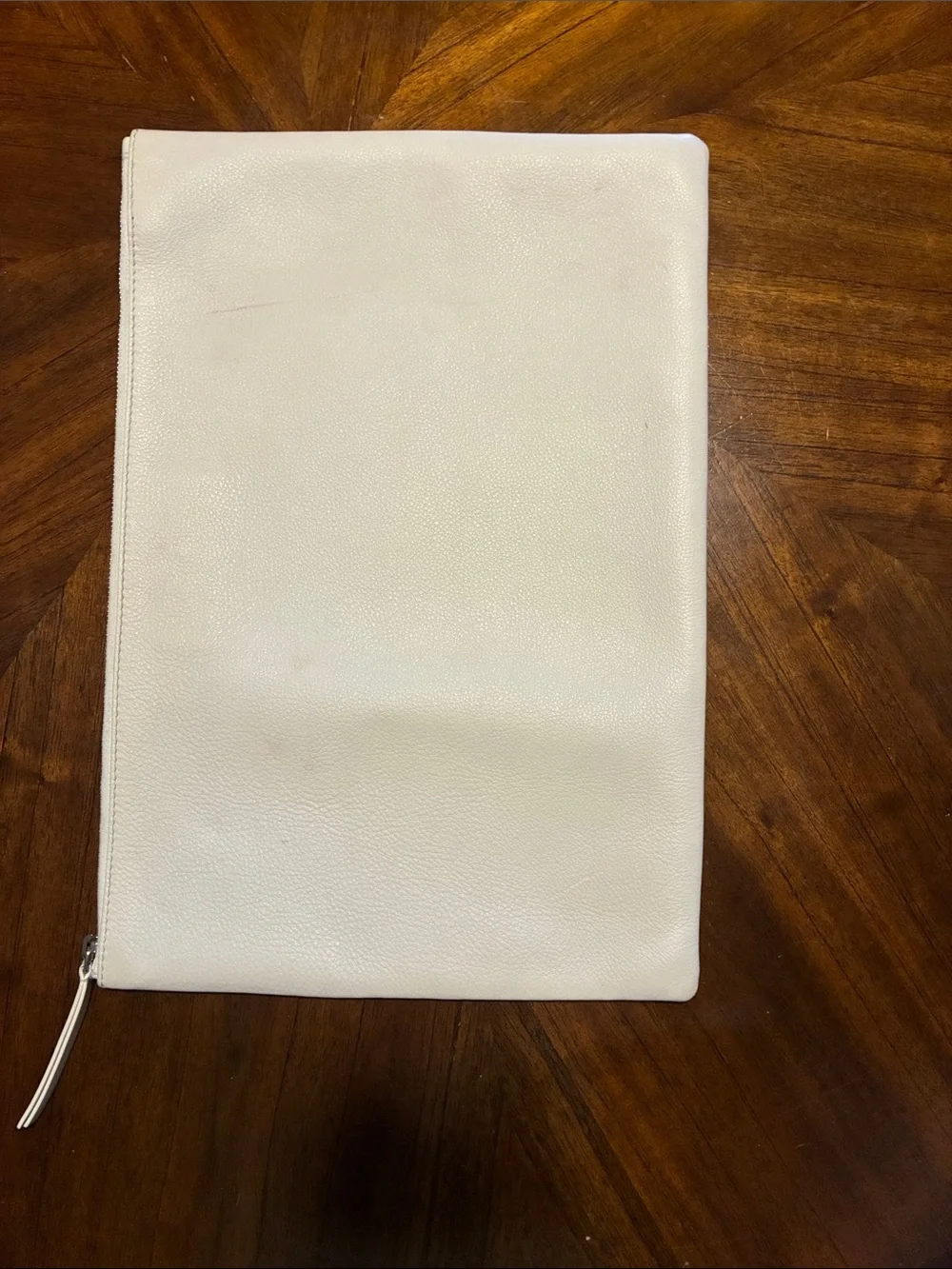 Balenciaga Cream Leather Logo Pouch
